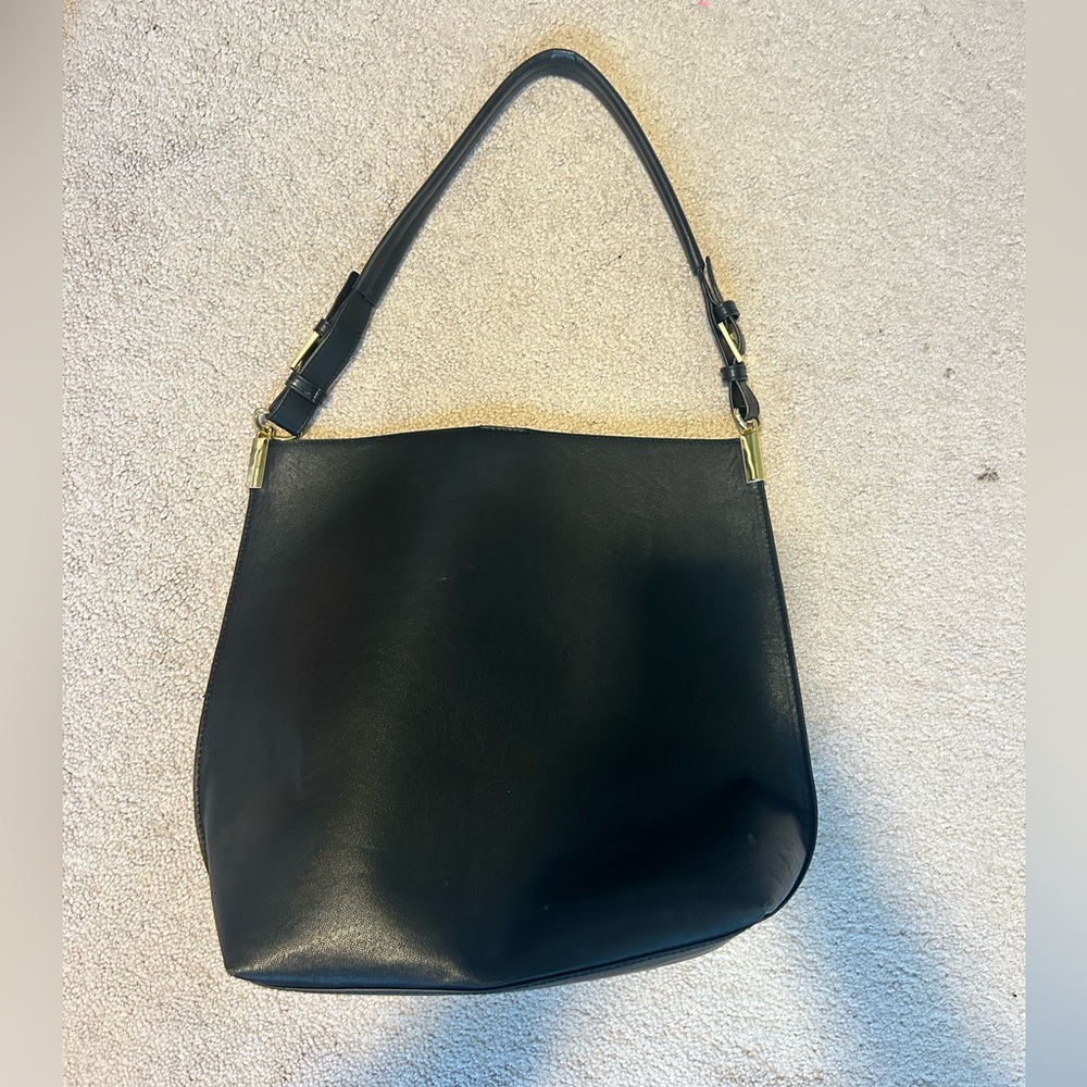 H&M black leather tote bag